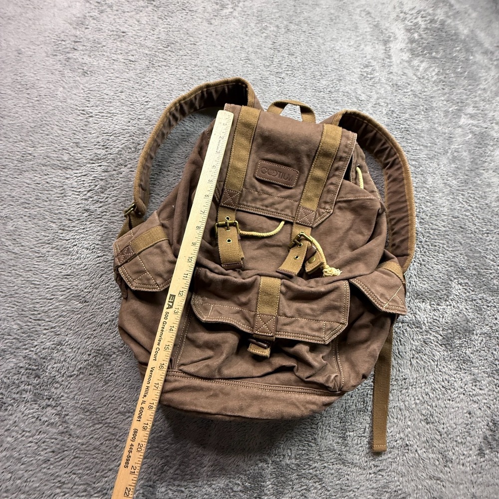 Gootium Canvas Backpack Rucksack Large Brown Drawstring Snap Close - Picture 6 of 6